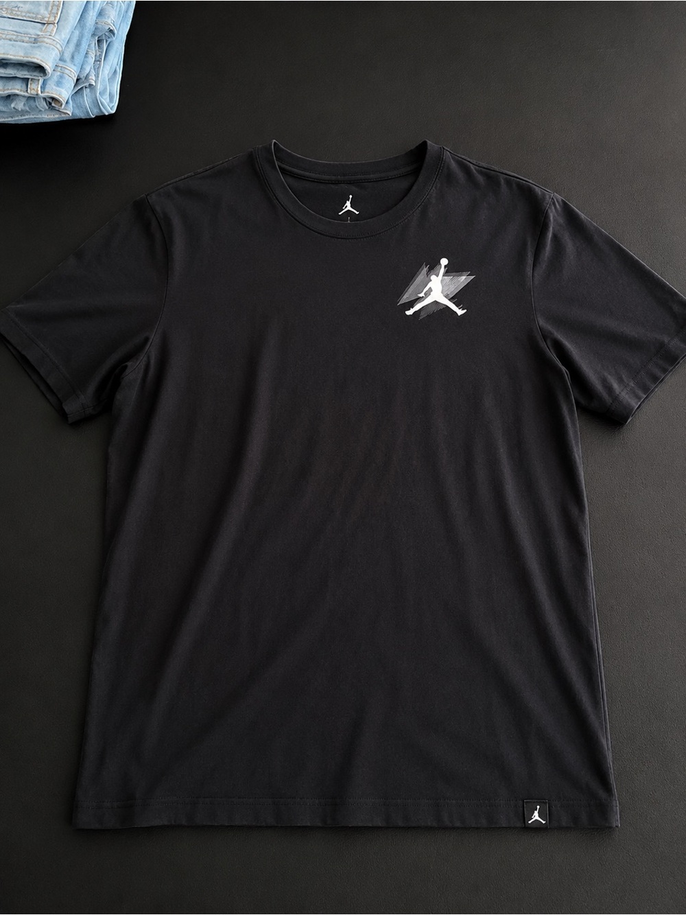 Jordan Black Short Sleeve Tee with White Jumpman Graphic